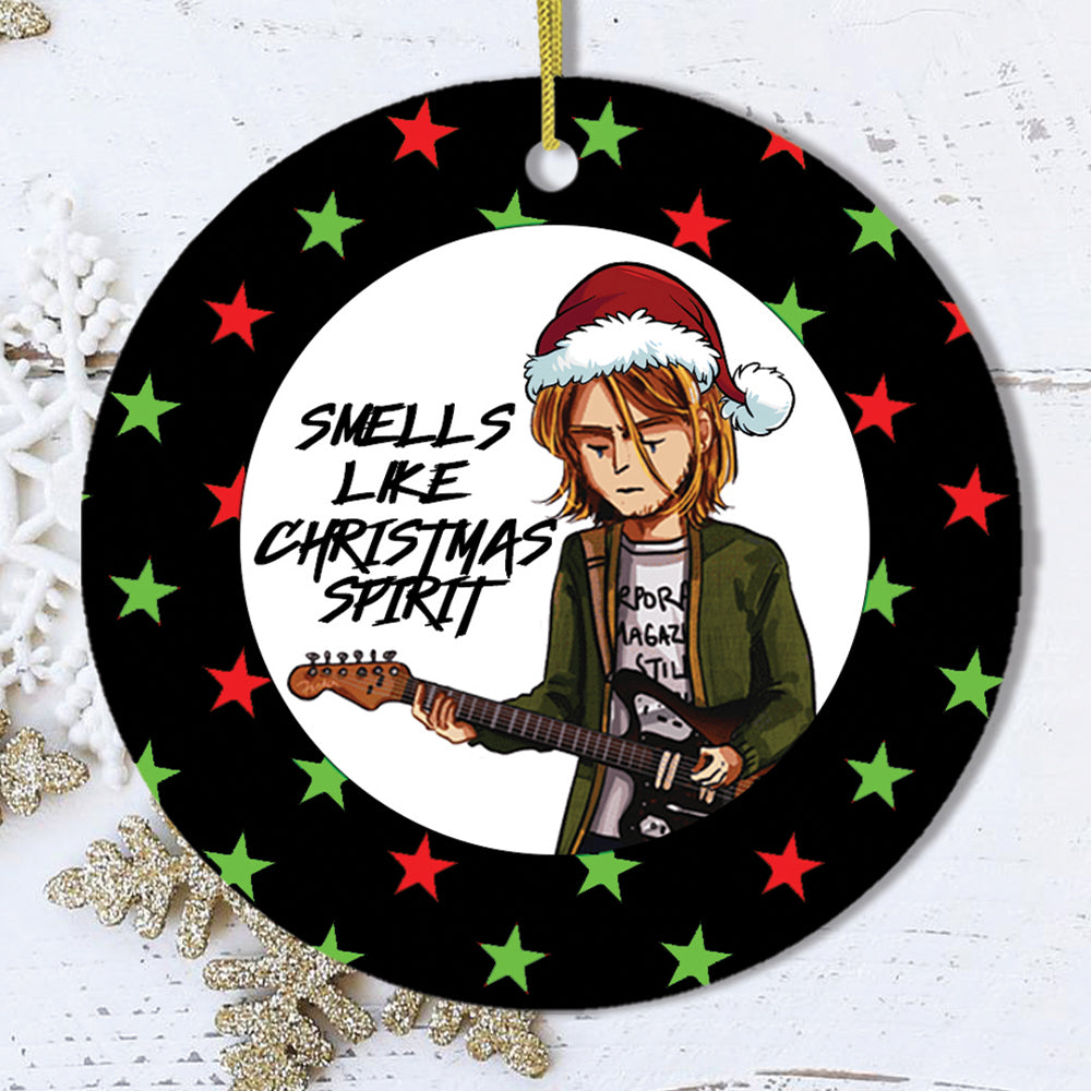 Smells Like Christmas Spirit Rock and Roll Ornament Ceramic Ornament OrnamentallyYou Circle 