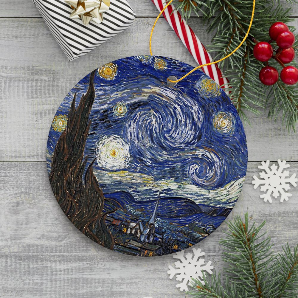 Vincent Van Gogh The Starry Night Ceramic Ornament, Famous Painting Christmas Decoration Souvenir Ceramic Ornament OrnamentallyYou 
