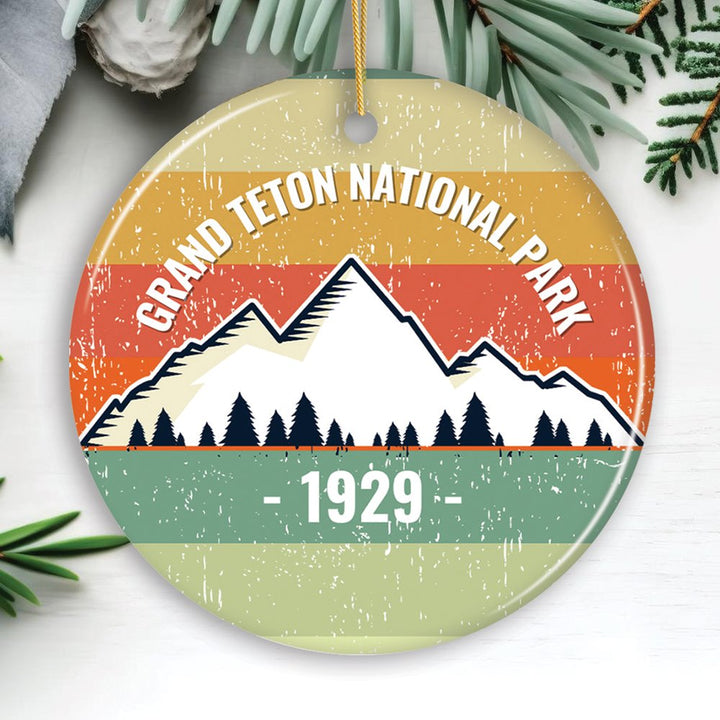 Vintage Grand Teton National Park Ornament Ceramic Ornament OrnamentallyYou Circle - Version 2 