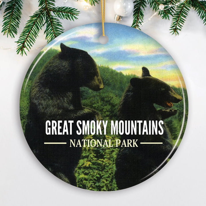 Vintage Great Smoky Mountains National Park Ornament Ceramic Ornament OrnamentallyYou Circle 