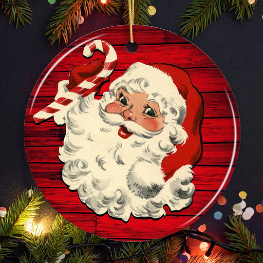 Vintage Santa Claus Ornament Ceramic Ornament OrnamentallyYou Circle 