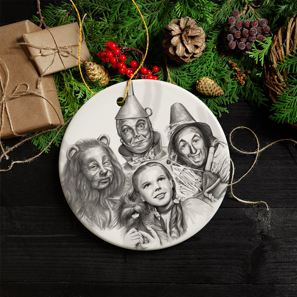 Vintage Wizard of Oz Christmas Ornament, Drawing and Illustration Ceramic Ornament OrnamentallyYou 