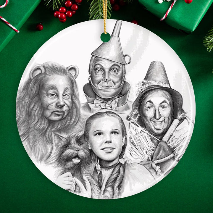 Vintage Wizard of Oz Christmas Ornament, Drawing and Illustration Ceramic Ornament OrnamentallyYou Circle 