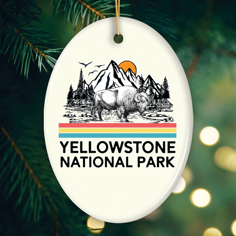 Vintage Yellowstone National Park Ornament Ceramic Ornament OrnamentallyYou Oval 
