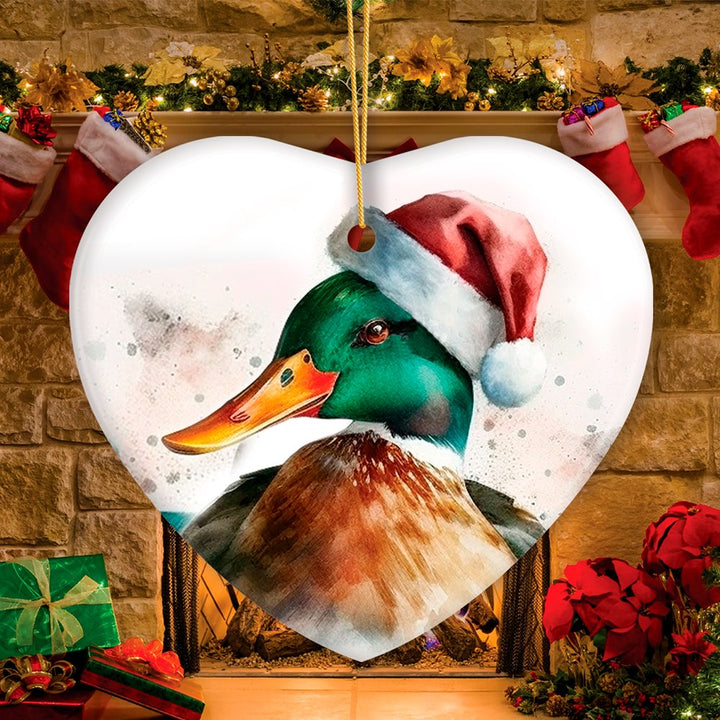 Watercolor Mallard Duck Christmas Ornament Ceramic Ornament OrnamentallyYou 
