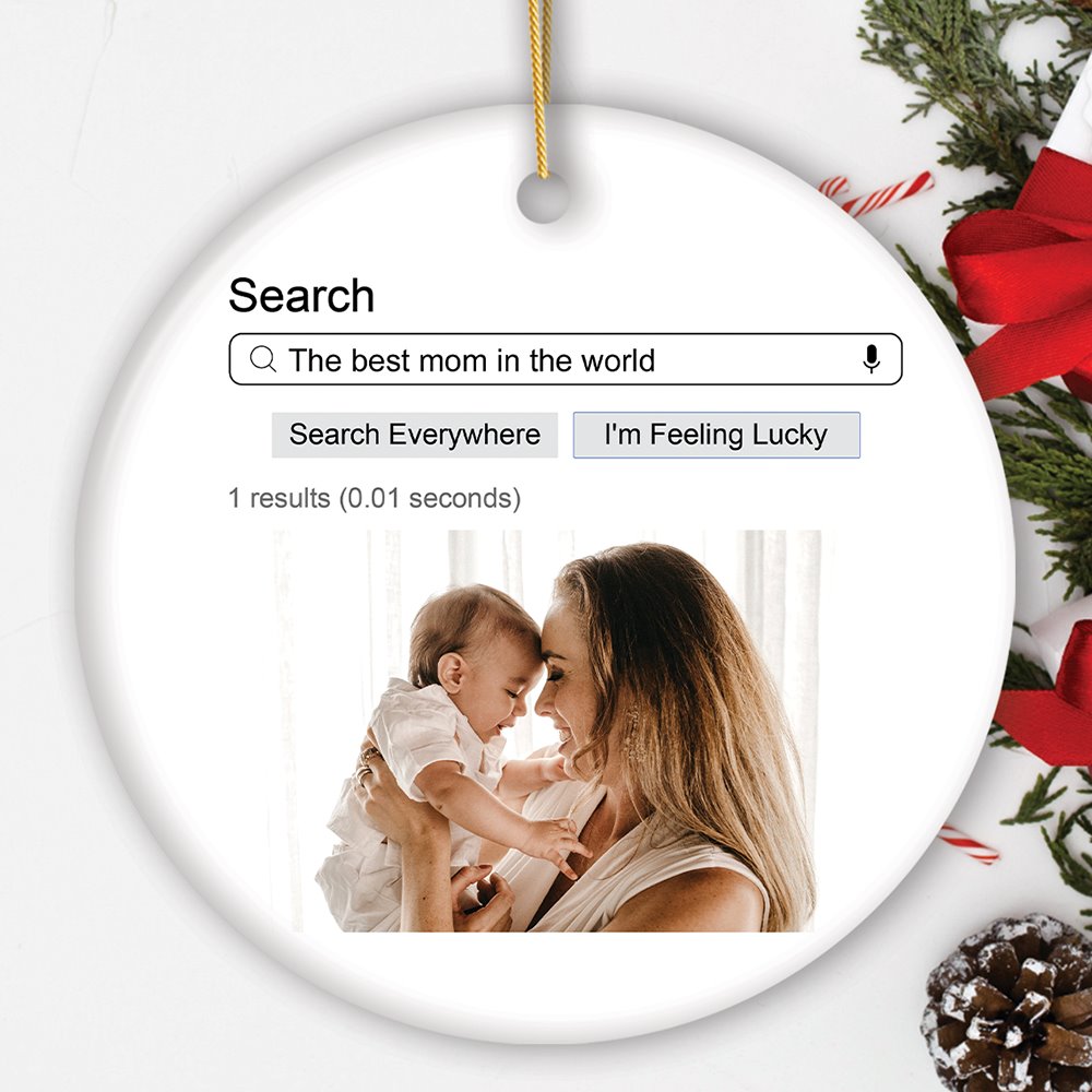 Search Engine Results Photo Personalized Ornament, Corky and Sentimental, Whimsical Christmas Gif Ceramic Ornament OrnamentallyYou Circle 