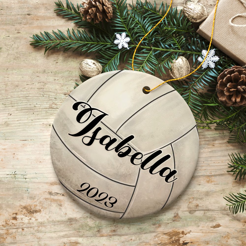 Personalized Volleyball Christmas Ornament, Festive Holiday Theme with Name and Date Ceramic Ornament OrnamentallyYou 