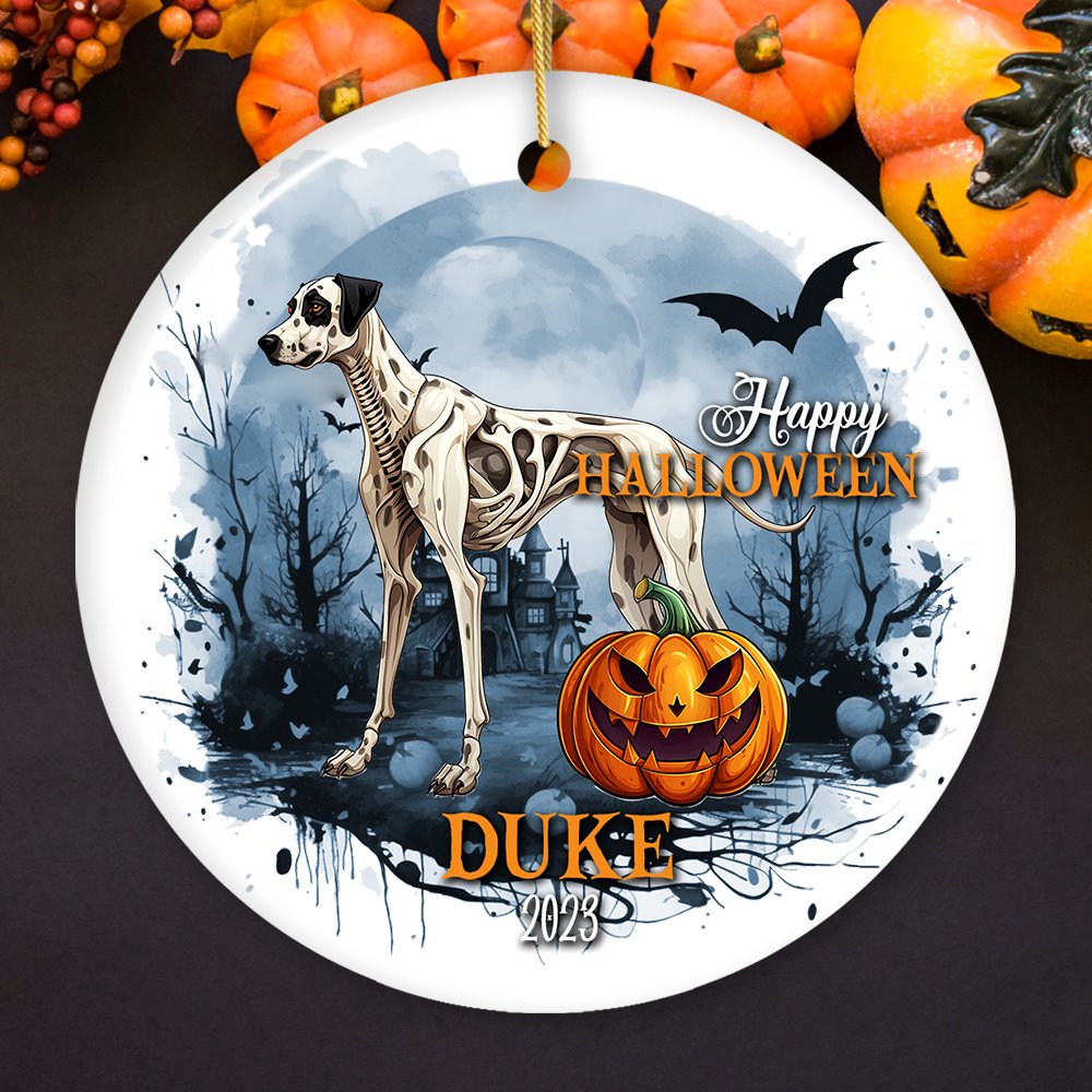 Unique Halloween Skeleton Dog Personalized Ornament, Spooky Season Breed Pet Home Decor Ceramic Ornament OrnamentallyYou 