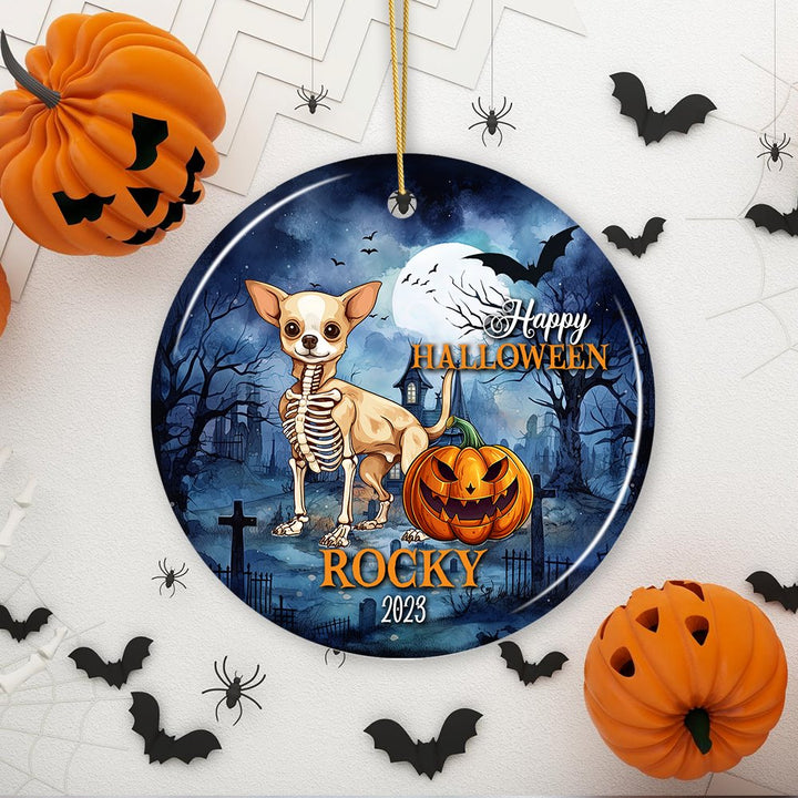 Unique Halloween Skeleton Dog Personalized Ornament, Spooky Season Breed Pet Home Decor Ceramic Ornament OrnamentallyYou 