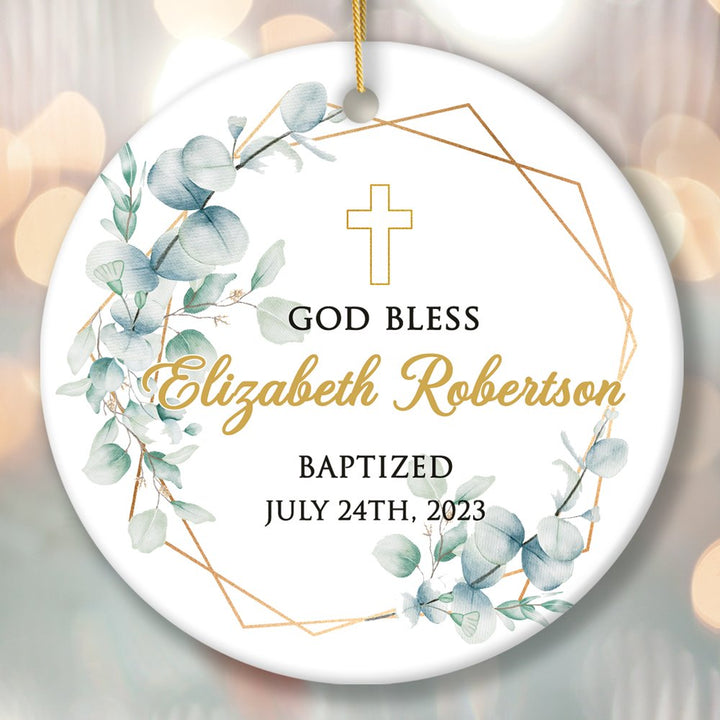 God Bless Baby Baptism Personalized Ornament, Custom Name and Date Baptized Keepsake Memory Ceramic Ornament OrnamentallyYou 