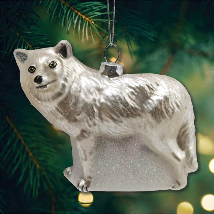 Arctic Winter Wolf Christmas Ornament Glass Ornament OrnamentallyYou 