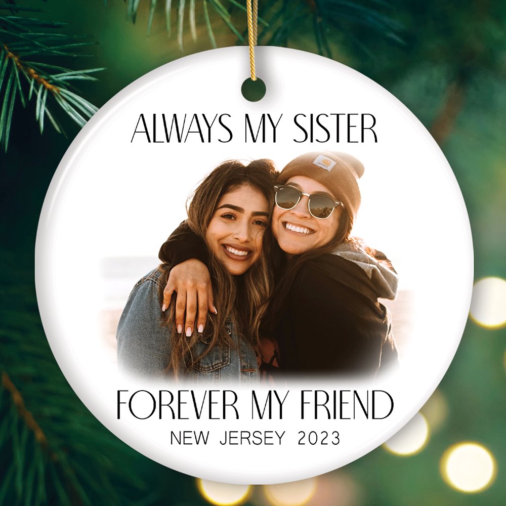 Best Friend and Sister Personalized Keepsake Ornament, A Gift for the Bestie Ceramic Ornament OrnamentallyYou Circle 