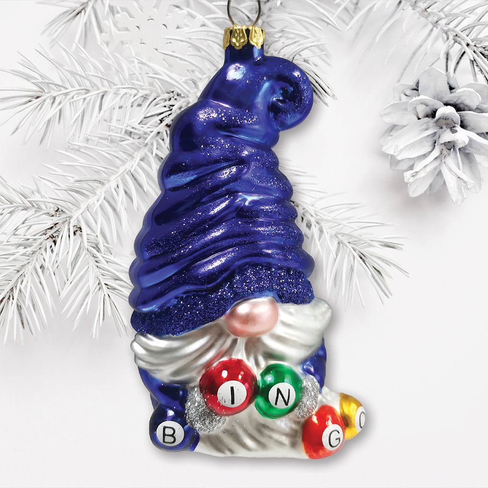 Bingo Gnome Glass Christmas Ornament Glass Ornament OrnamentallyYou 