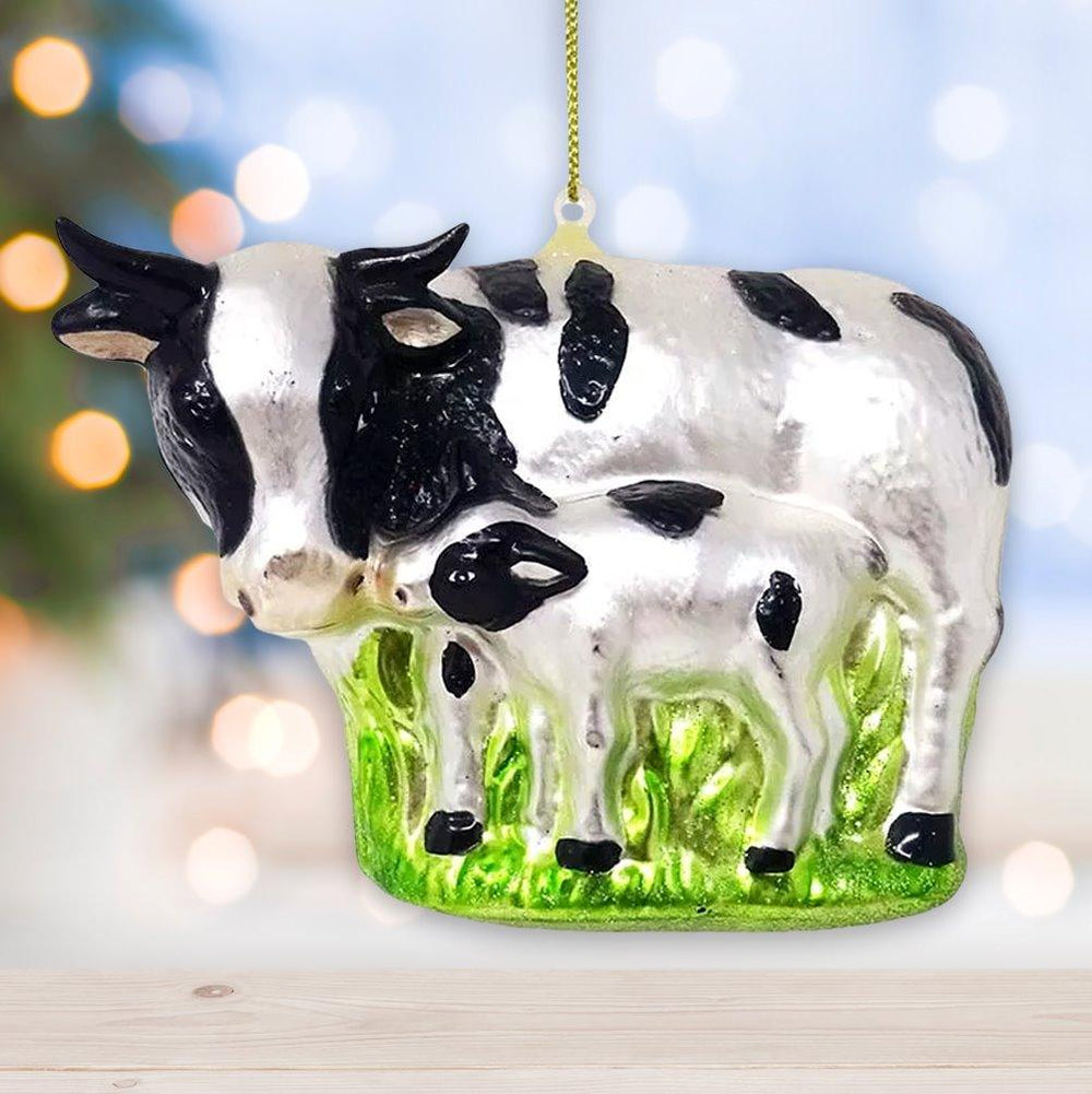 Cow and Calf Glass Christmas Ornament Glass Ornament OrnamentallyYou 