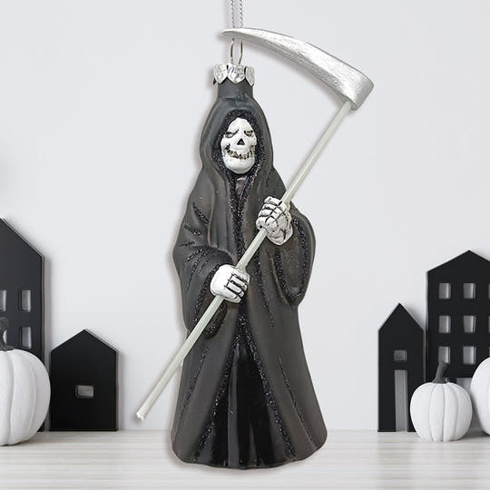 Grim Reaper Horror Glass Ornament, Spooky Halloween Christmas Tree Resin Decoration Glass Ornament OrnamentallyYou 