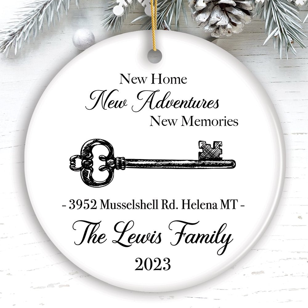 Housewarming Personalized Ornament, New Home New Memories Custom Christmas Keepsake Gift Ceramic Ornament OrnamentallyYou 