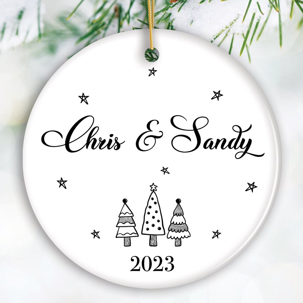 Minimalist Couple Personalized Simple Christmas Ornament with Custom Name Ceramic Ornament OrnamentallyYou Circle 