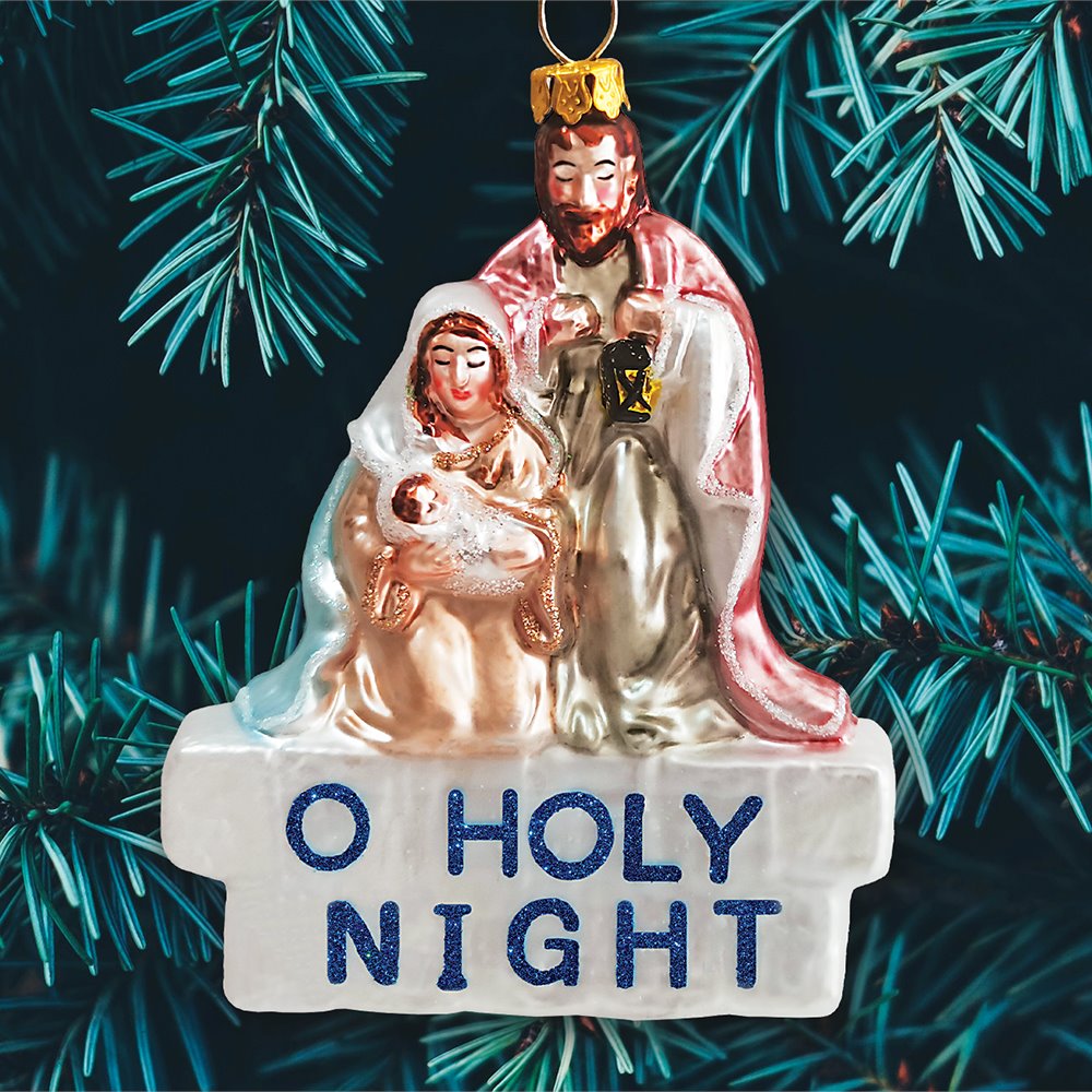 Oh Holy Night Nativity Scene Glass Christmas Ornament, Jesus and Mary Glass Ornament OrnamentallyYou 