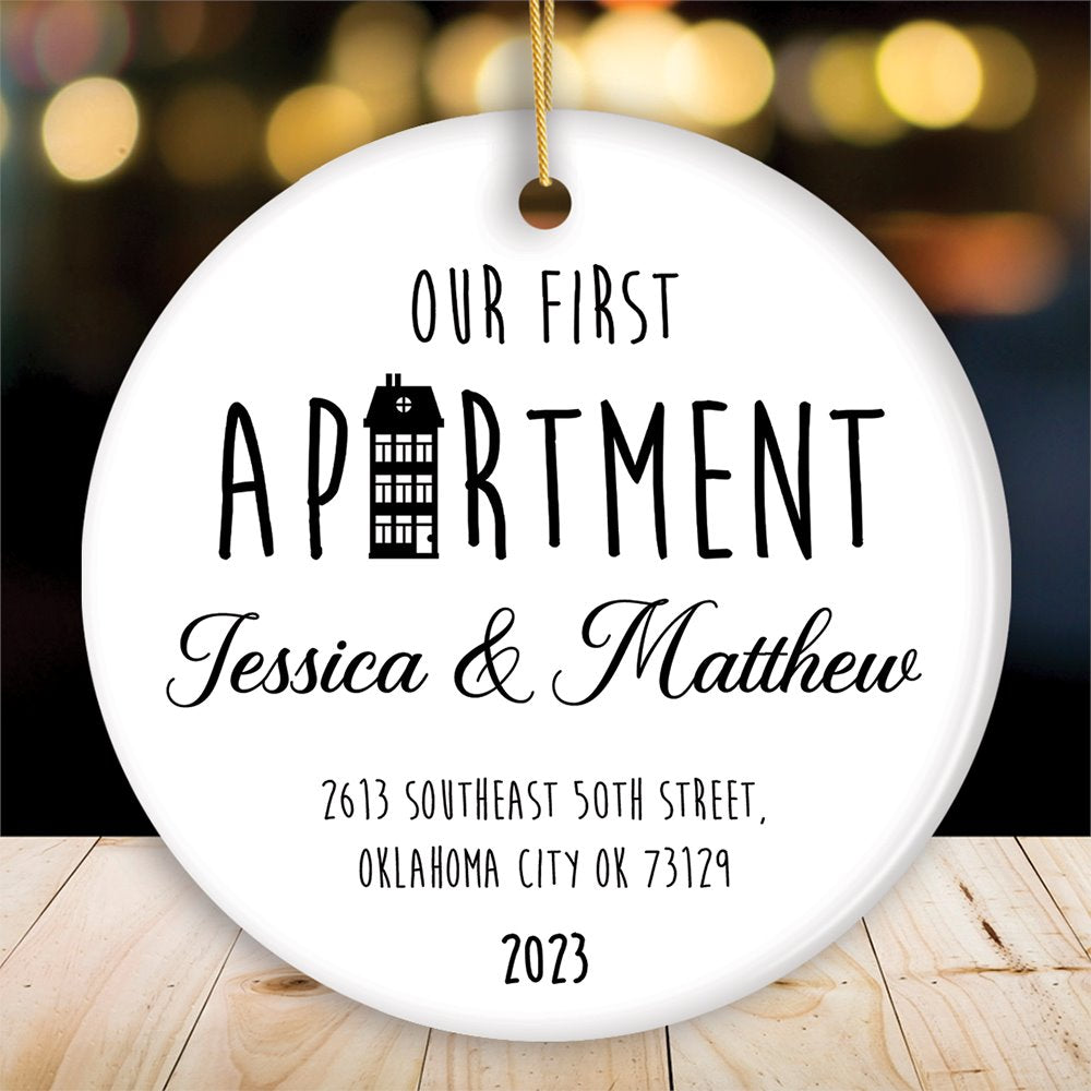 Our First Apartment Keepsake Personalized Ornament, 1st Home Themed Christmas Gift Ceramic Ornament OrnamentallyYou Circle 