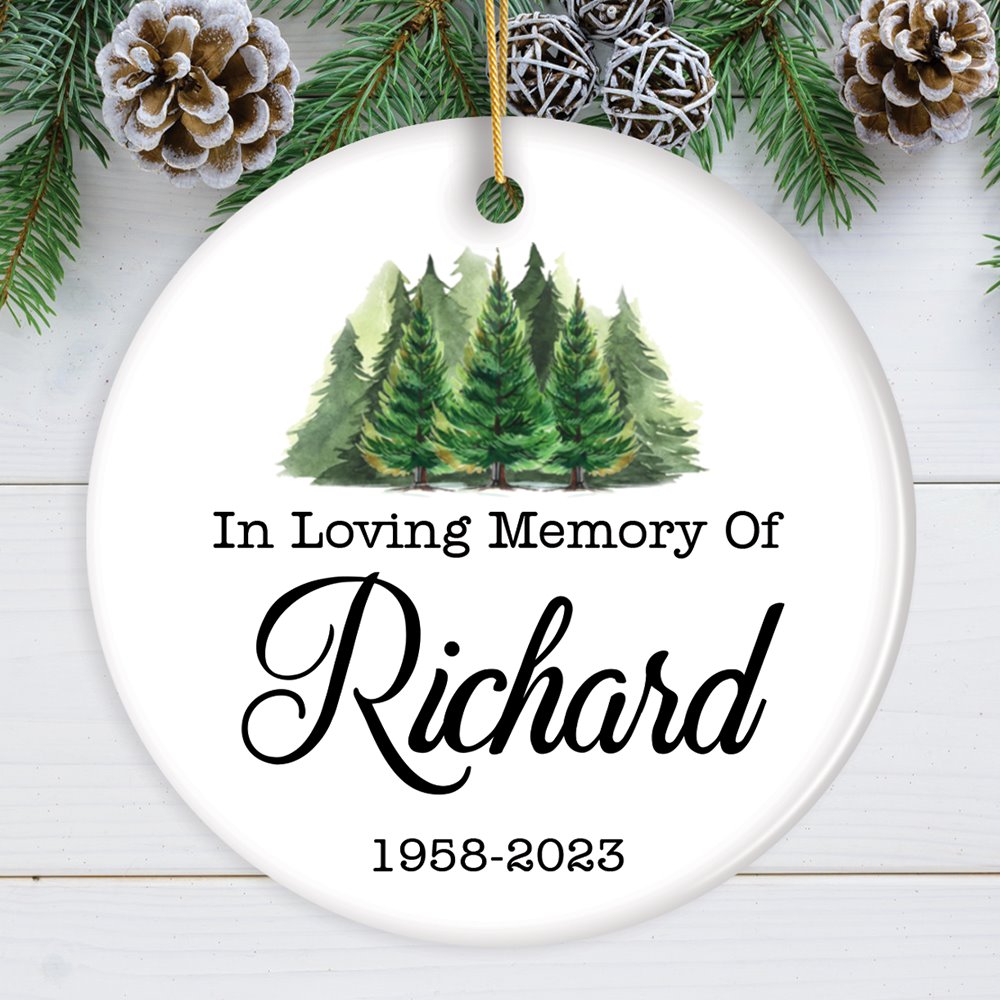 Personalized Memorial Minimalist Ornament, In Loving Memory Keepsake Gift Ceramic Ornament OrnamentallyYou Circle 