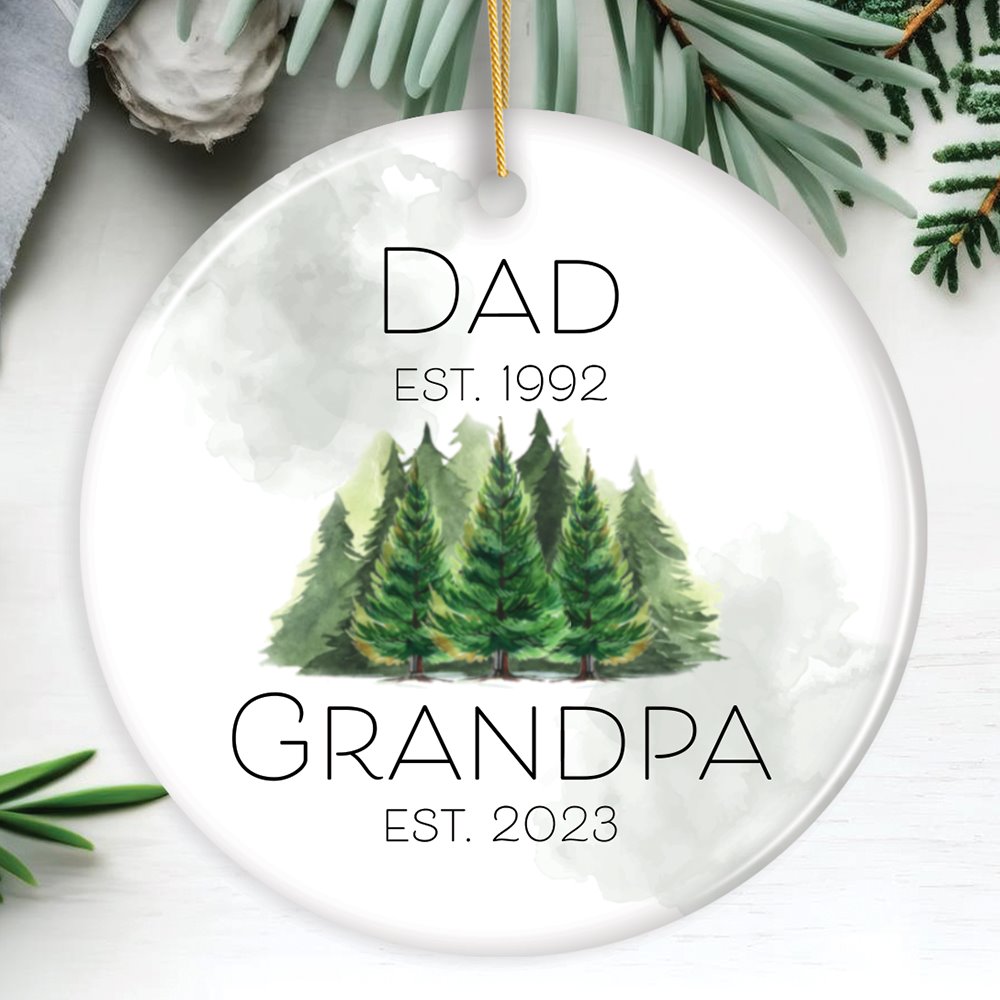 Personalized Ornament For New Grandpa, Promoted Dad to Grandfather Gift With Custom Date Ceramic Ornament OrnamentallyYou Circle 