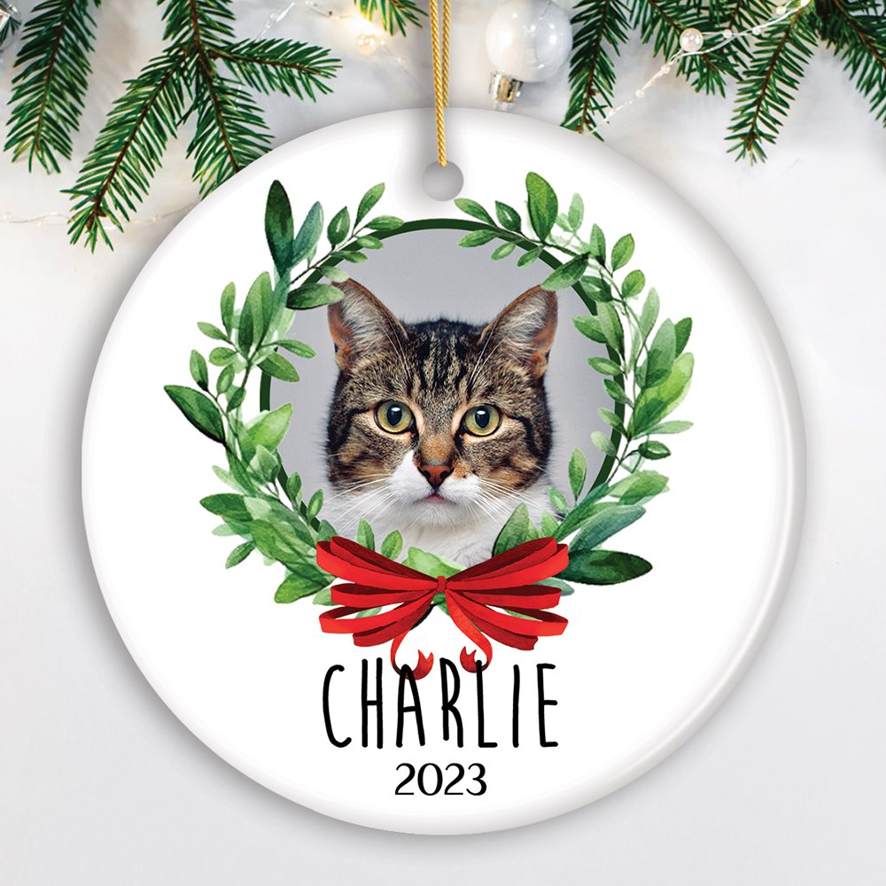 Pet Memorial Personalized Photo Ornament, In Memory of Dog or Cat Gift Ceramic Ornament OrnamentallyYou Circle 