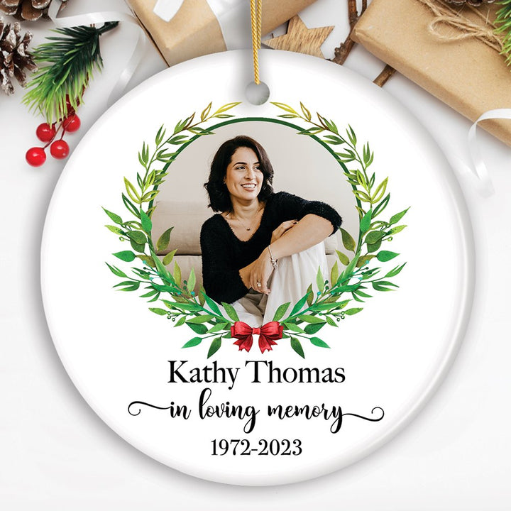 Remember Personalized Memorial Photo Ornament, In Loving Memory Keepsake Gift With Custom Name Ceramic Ornament OrnamentallyYou Circle 