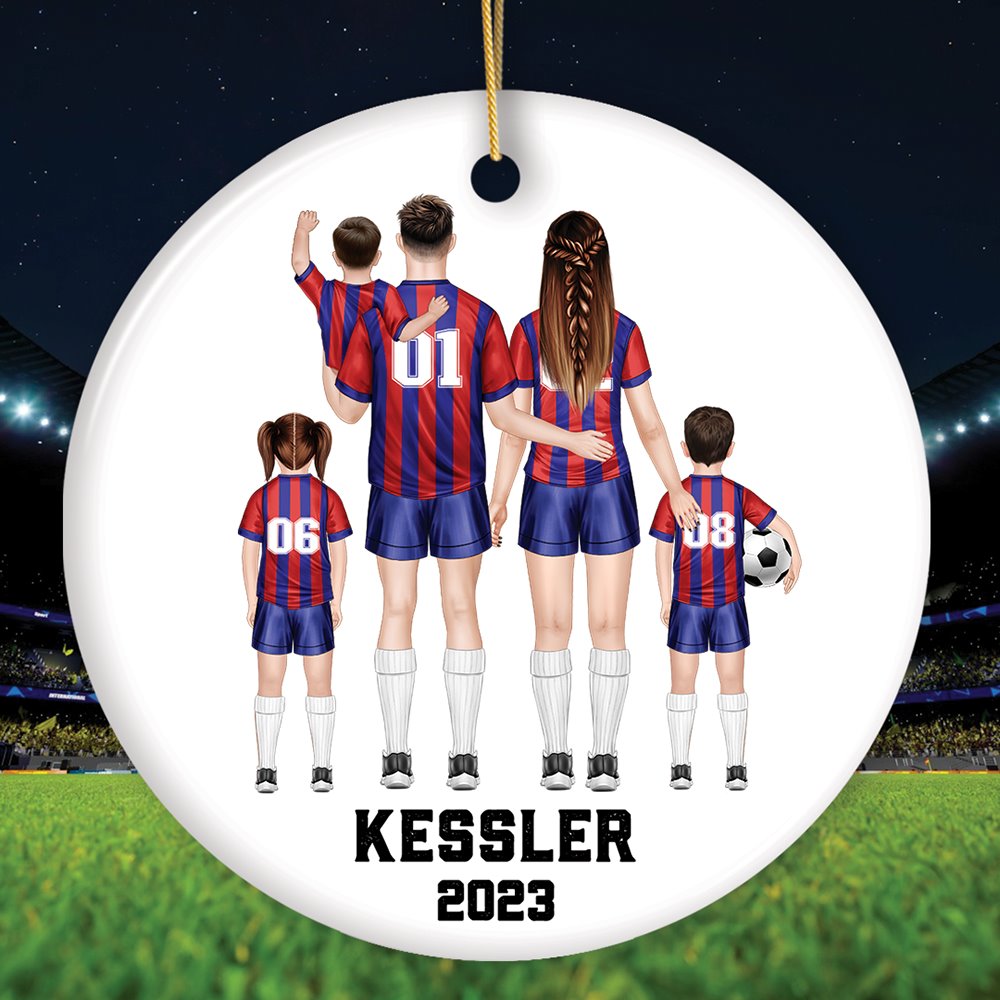 Soccer Family Personalized Ornament, Custom Christmas Gift for Football Players and Coaches Ceramic Ornament OrnamentallyYou Circle 