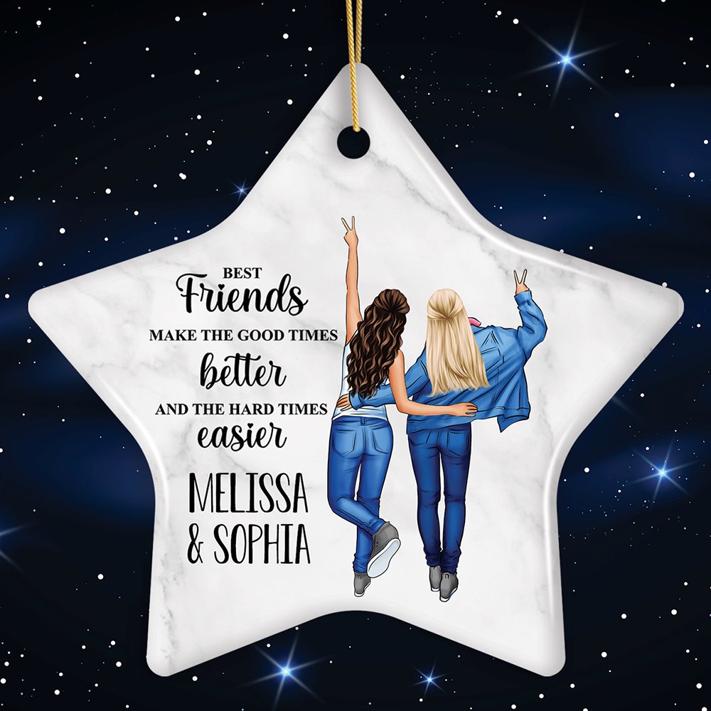 Sentimental Best Friends Quote Custom Ornament Gift, Personalized Outfits Ceramic Ornament OrnamentallyYou Star 