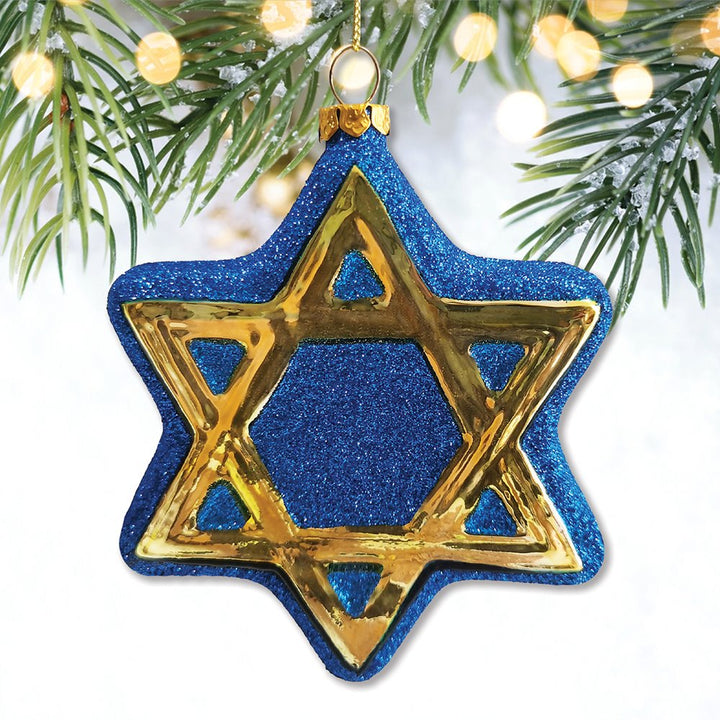 Star of David Glass Christmas Ornament, Jewish Holiday Channukah Tree Gift Glass Ornament OrnamentallyYou 
