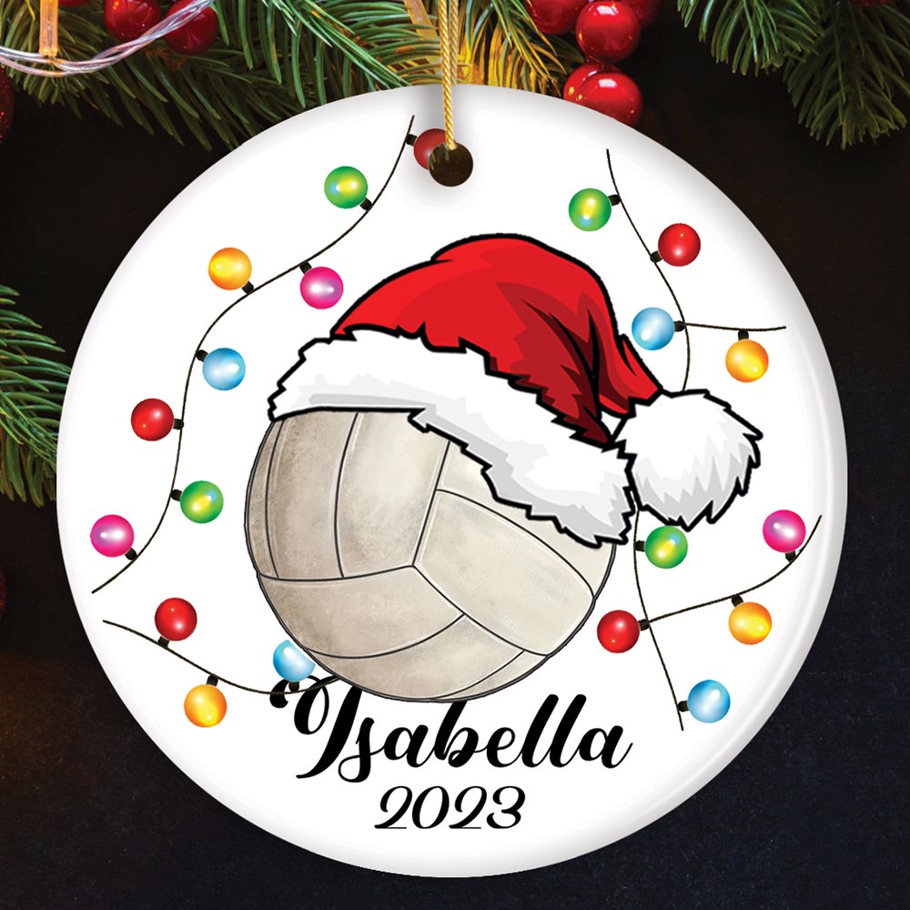 Volleyball Ornament Customized with Player and Team, Custom Keepsake Coaches Gift Ceramic Ornament OrnamentallyYou Circle 