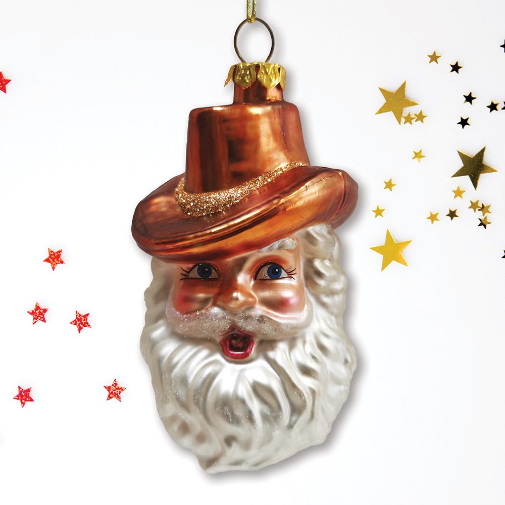 Western Cowboy Santa Vintage Frontier Glass Christmas Ornament Glass Ornament OrnamentallyYou 