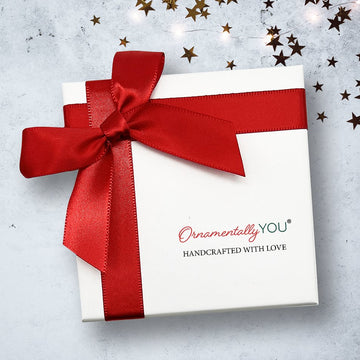 White Gift Box with Red Bow Gift Box OrnamentallyYou 