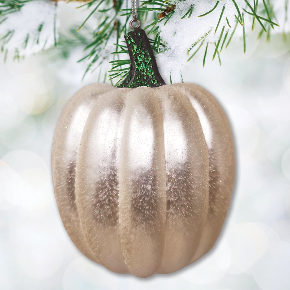 White Pumpkin Glass Christmas Ornament OrnamentallyYou 