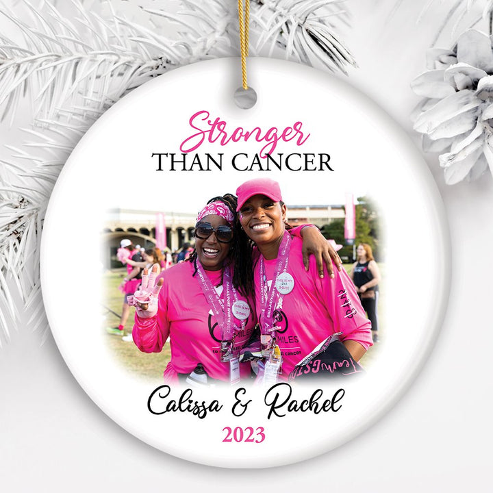 Women’s Cancer Awareness Custom Photo Ornament, Image Upload Personalized Gift Ceramic Ornament OrnamentallyYou Circle 