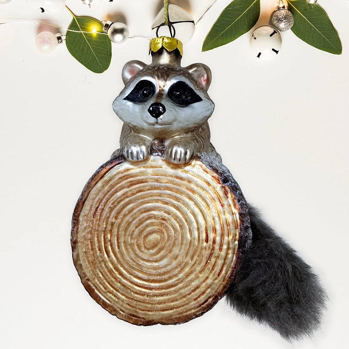 Woodland Raccoon Glass Christmas Ornament Glass Ornament OrnamentallyYou 