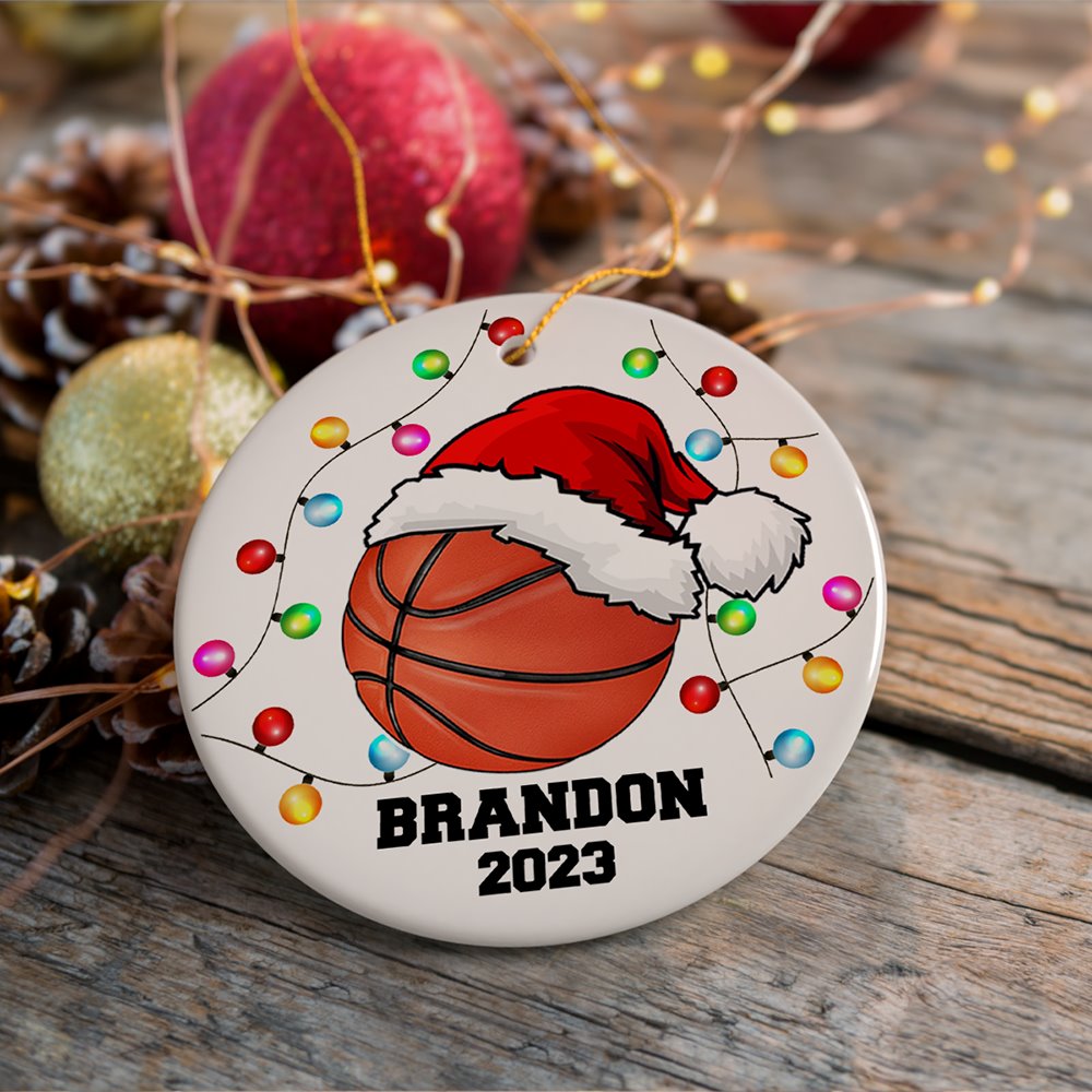 Basketball Ornament Customized with Player and Team, Custom Keepsake Coaches Gift Ceramic Ornament OrnamentallyYou 