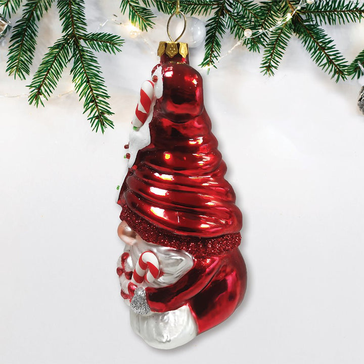 Candy Cane Gnome Glass Christmas Ornament Glass Ornament OrnamentallyYou 