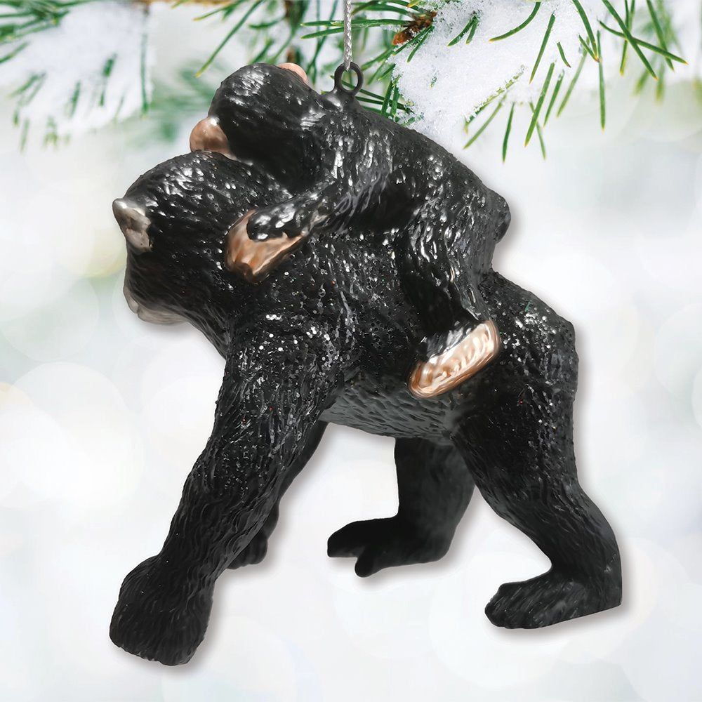 Charming Gorilla Family Kinship Glass Ornament, Mother and Baby Animal Christmas Tree Decor Glass Ornament OrnamentallyYou 