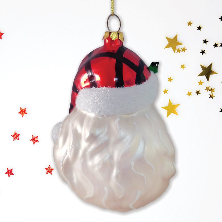 Cheerful Santa Head Sparkling Glass Christmas Ornament Glass Ornament OrnamentallyYou 