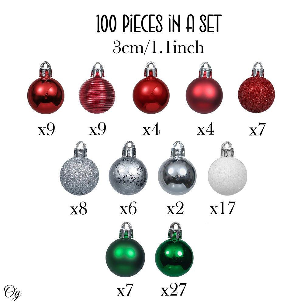Christmas Ornament Ball Mega Bundle, 100 Piece Assorted Set of Red White Green and Silver Baubles Ornament Bundle Guangdong Eagle Gifts Co., Ltd. 
