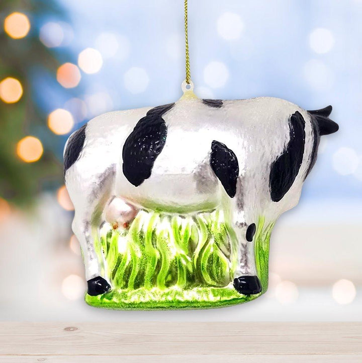 Cow and Calf Glass Christmas Ornament Glass Ornament OrnamentallyYou 