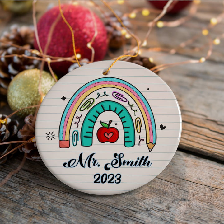 Fun and Playful Custom School Teacher Ornament, Playful Kindergarten and Preschool Gift Ceramic Ornament OrnamentallyYou 