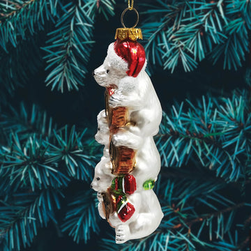 Joyful Polar Bear Trio Stacked Glass Christmas Ornament OrnamentallyYou 