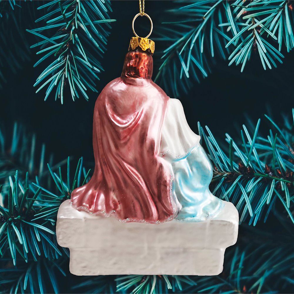 Oh Holy Night Nativity Scene Glass Christmas Ornament, Jesus and Mary Glass Ornament OrnamentallyYou 