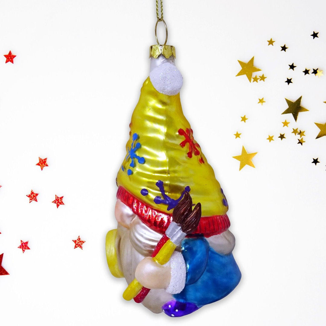 Painter Artist Gnome Glass Christmas Ornament Glass Ornament OrnamentallyYou 
