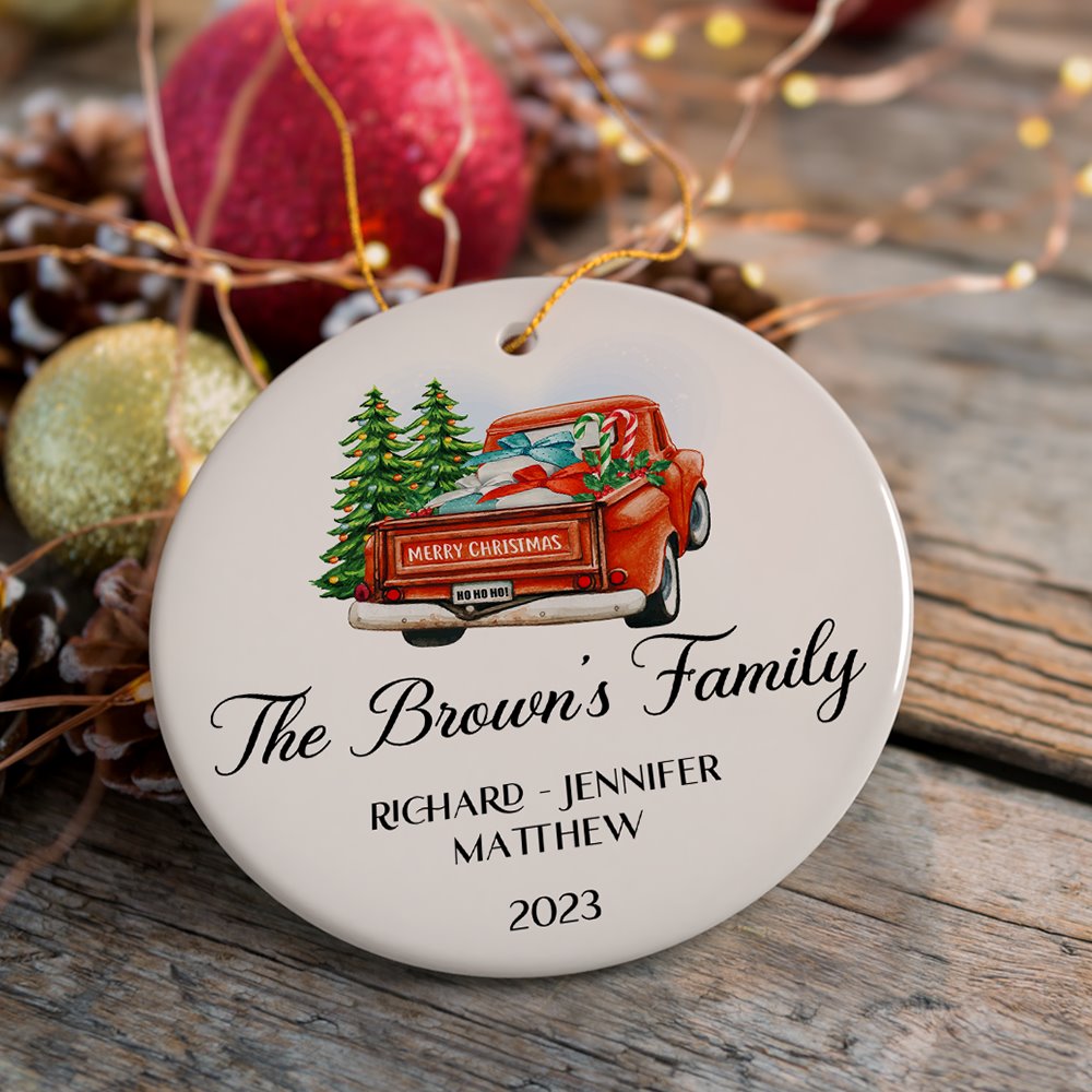 Personalized Family Christmas Casserole Dish Red Truck Decor Custom Holiday Christmas  Baking Dish Gift for Family Custom Family Decor HCD18 