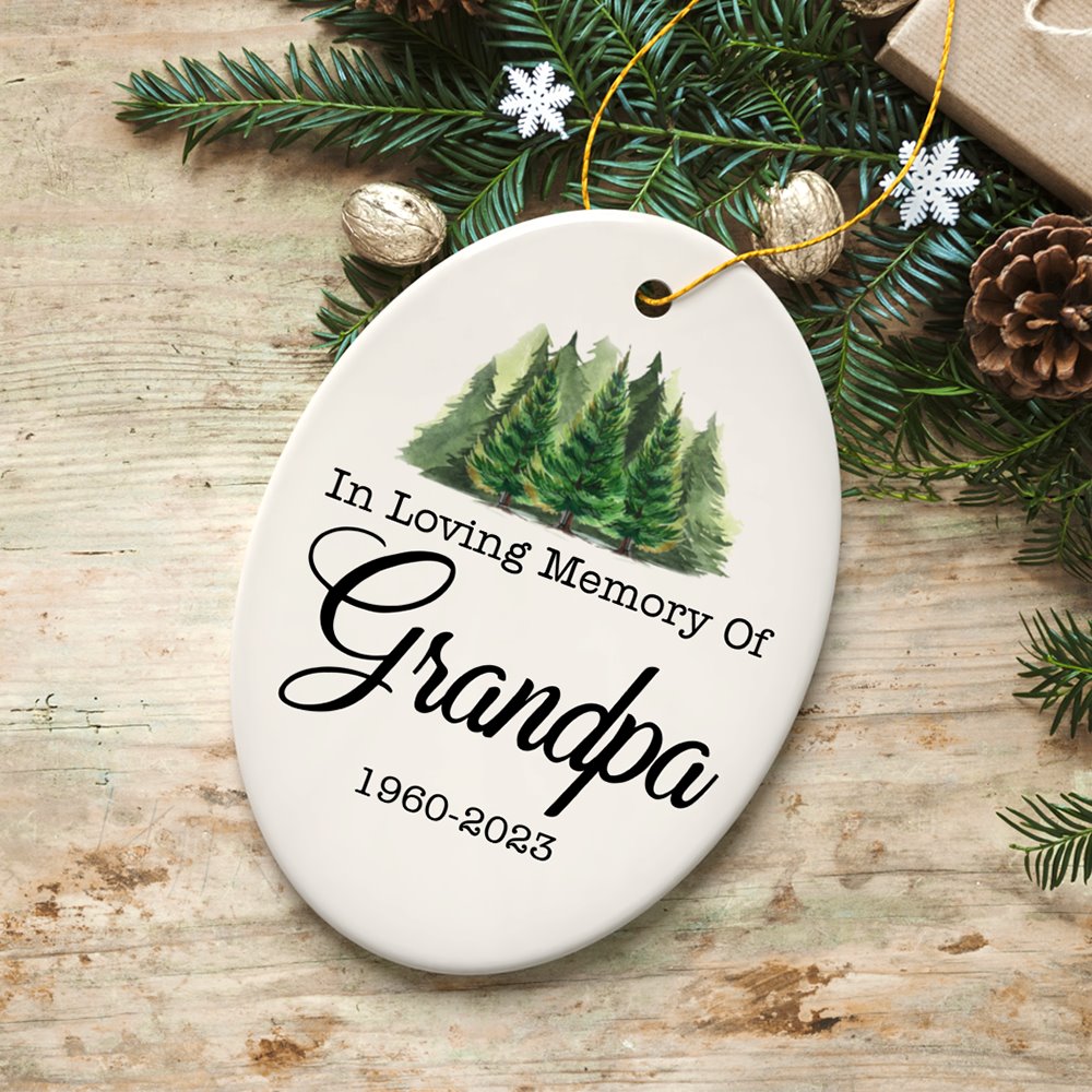 Personalized Memorial Minimalist Ornament, In Loving Memory Keepsake Gift Ceramic Ornament OrnamentallyYou Oval 