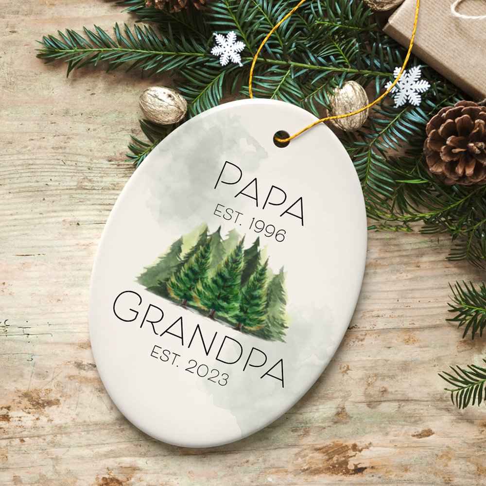 Personalized Ornament For New Grandpa, Promoted Dad to Grandfather Gift With Custom Date Ceramic Ornament OrnamentallyYou Oval 