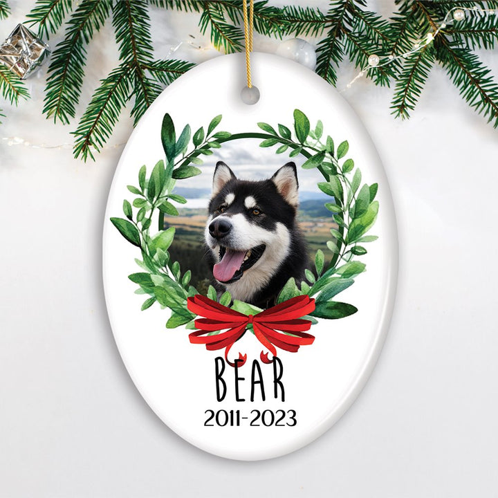 Pet Memorial Personalized Photo Ornament, In Memory of Dog or Cat Gift Ceramic Ornament OrnamentallyYou Oval 